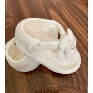Baby Crochet Sandals, button strap shoes angelic slip-ons nwot 3 girls slip ons